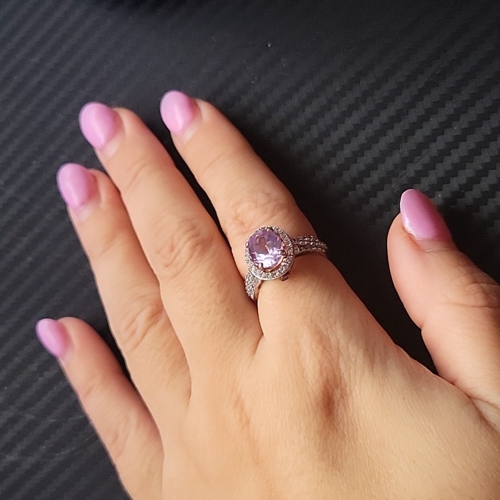 Genuine Morganite and Diamond-Accent Sterling Silver Ring